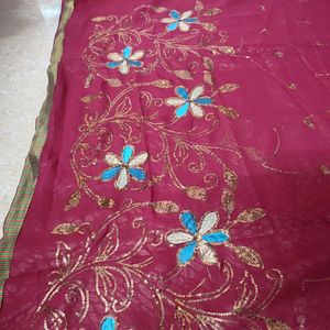 Maroon Jamki Saree