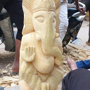 Lord Ganesha Statue Wooden Work