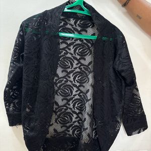 Black Crochet Knitted Jacket