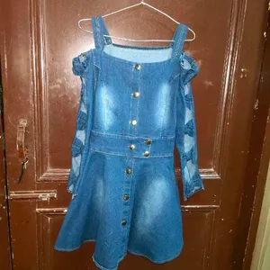 Girls Denim Dress Bow Design