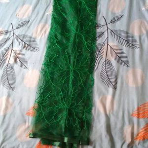 Green Dupatta With Ful Embroidery &Tesels
