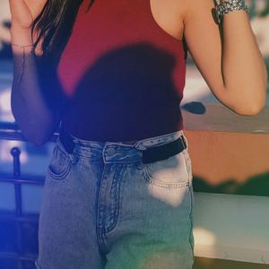 Maroon Crop Top