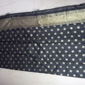 Party Wear Black Lichi Silk Saree