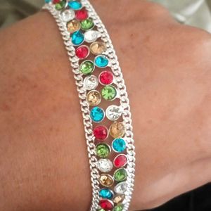 Multicolour Silver Plated Anklets.