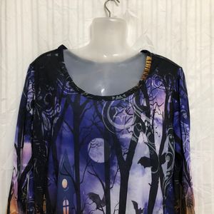 Blue Printed Long Sleeve Top