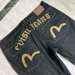 evisu baggy black-gold vintage y2k jeans unisex