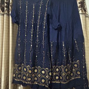 New Navy Blue Cotton Ghagra Choli