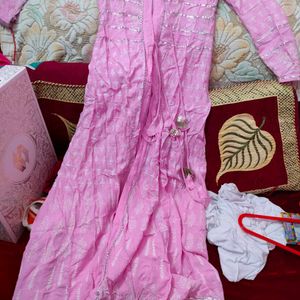 Pink Jacket Kurti Set