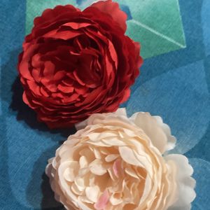 Big Peony In Red And Cream Colour (pack Of 5)