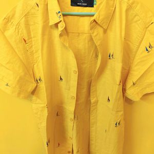 Highlander Yellow Pure Cotton Casual Half Shirt