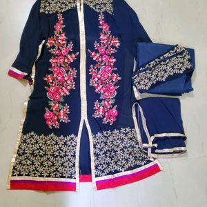 (Combo Of 3 Suits) Embroidered Semi Stitched Suit