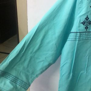 Karigari Cyan Blue Straight Kurta For Daily Use