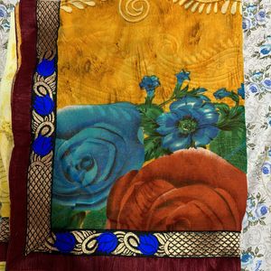 Flowers Print Six Catalog Sarees Combo