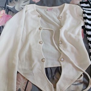 top With Jacket White And Black Combination