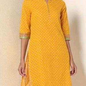 Yellow Printed Kurti