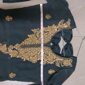 Grey Kurti With Gold Embroidery