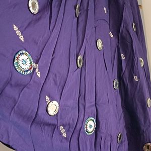 Purple Mirror Chaniyacholi With Western Blouse