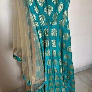 Eye Catching Sea Green Gown With Dupatta