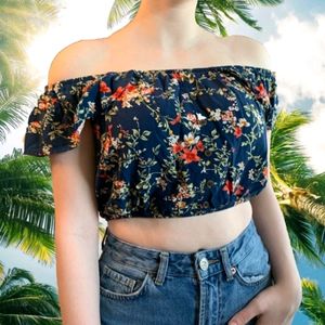 Cute Floral Crop Top M Size New