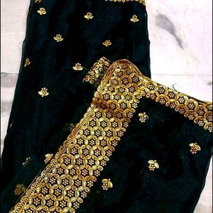 PRICE DROP✨Black Saree With GoldenStoneWork💕