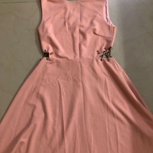 Peach Dress With Golden Chain Detailing