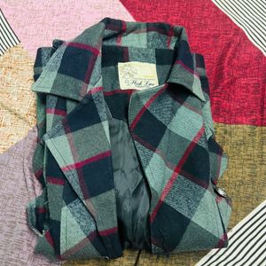 Woolen Check Coat