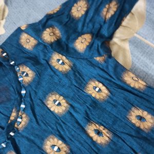 Blue Kurti Straight Kurta Size Medium