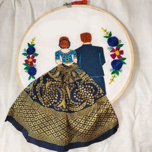 Couples Embroidered Wooden Hoop