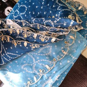 Sky blue Shaded Bandhani Saree (New)