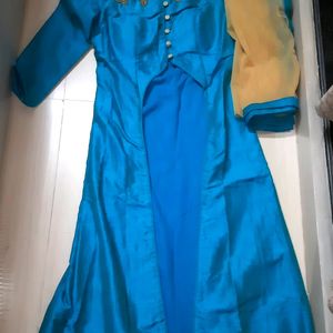 Beautiful new blue padded kurta,skirt dupatta