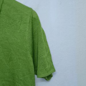 Trendy New Parrot Green Cotton Top For Women