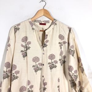 Cream Printed A-Line Kurta(Women’s)