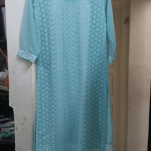 Blue Chiffon Lukhnavi Ready-made Full Set