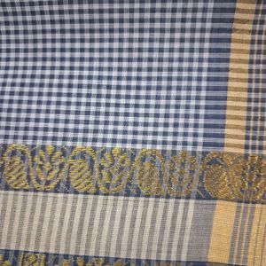 Pure Cotton Handloom CHECK Saree With Zari Border