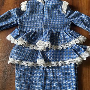 Blue custom made designer dress for 5-7yrs girls