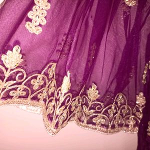 Wine Purple Sharara Lehenga Choli With Dupatta