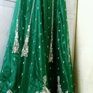 Party Wear Lehnga Choli Set With Havvy Duptta Colour Green Its Very Beautiful Work