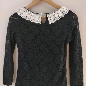 Beautiful Black Lace Top With Nice Collor