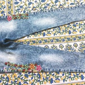 Skinny Girl's Jeans, Denim with Hand Embroidry