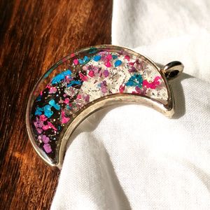 Resin MOON Pendant With Realflowers