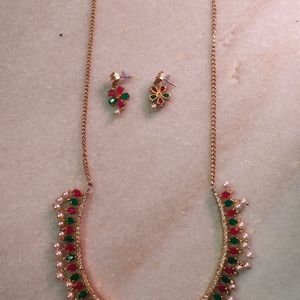 Elegant Brass Women Necklace And Earrings