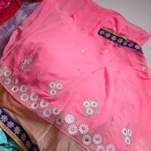 Pink Chiffon Saree