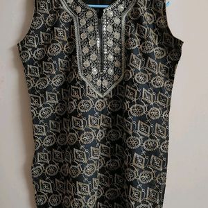 XXL Black Sleeveless Kurta