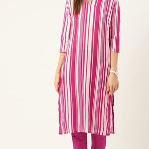 Vertical Strips Design Kurta Set For Women