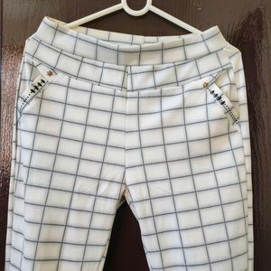 A Beautiful White Checked Crop Pant For Women.