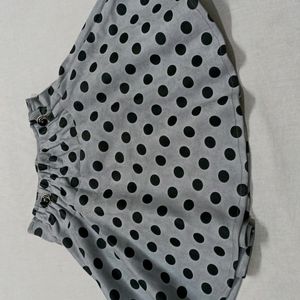 Grey Scirt With Black Polka Dots