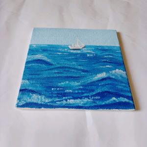 Set Of 2 Seascape Canvas Painting Board (HANDMADE)