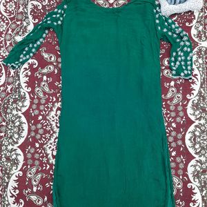 Green Colour Straight Trouser Suit With Dupatta