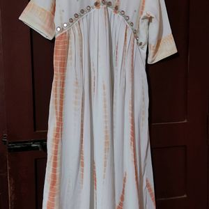 White Mirror Worked Kurta