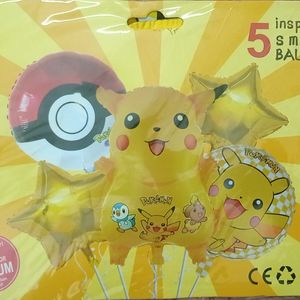 Yellow Pikachu Cartoon 5pcs Foil Balloon Set